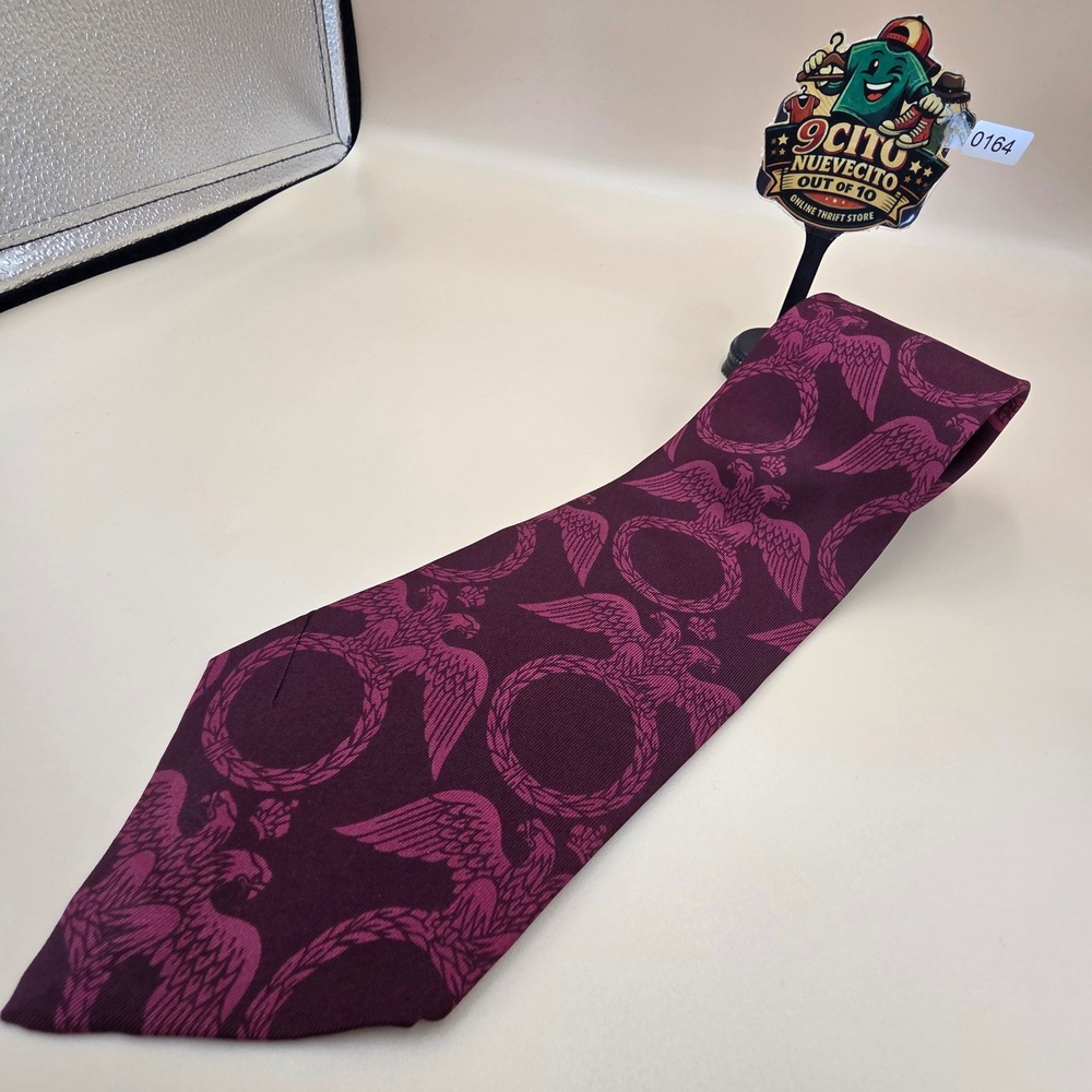Beckford Silk Mens Burgundy Imperial Eagle Wreath Tie Made‎ in England 58"